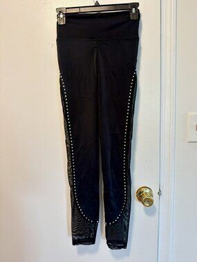 Black Swarovski Crystal Studded Side Leggings